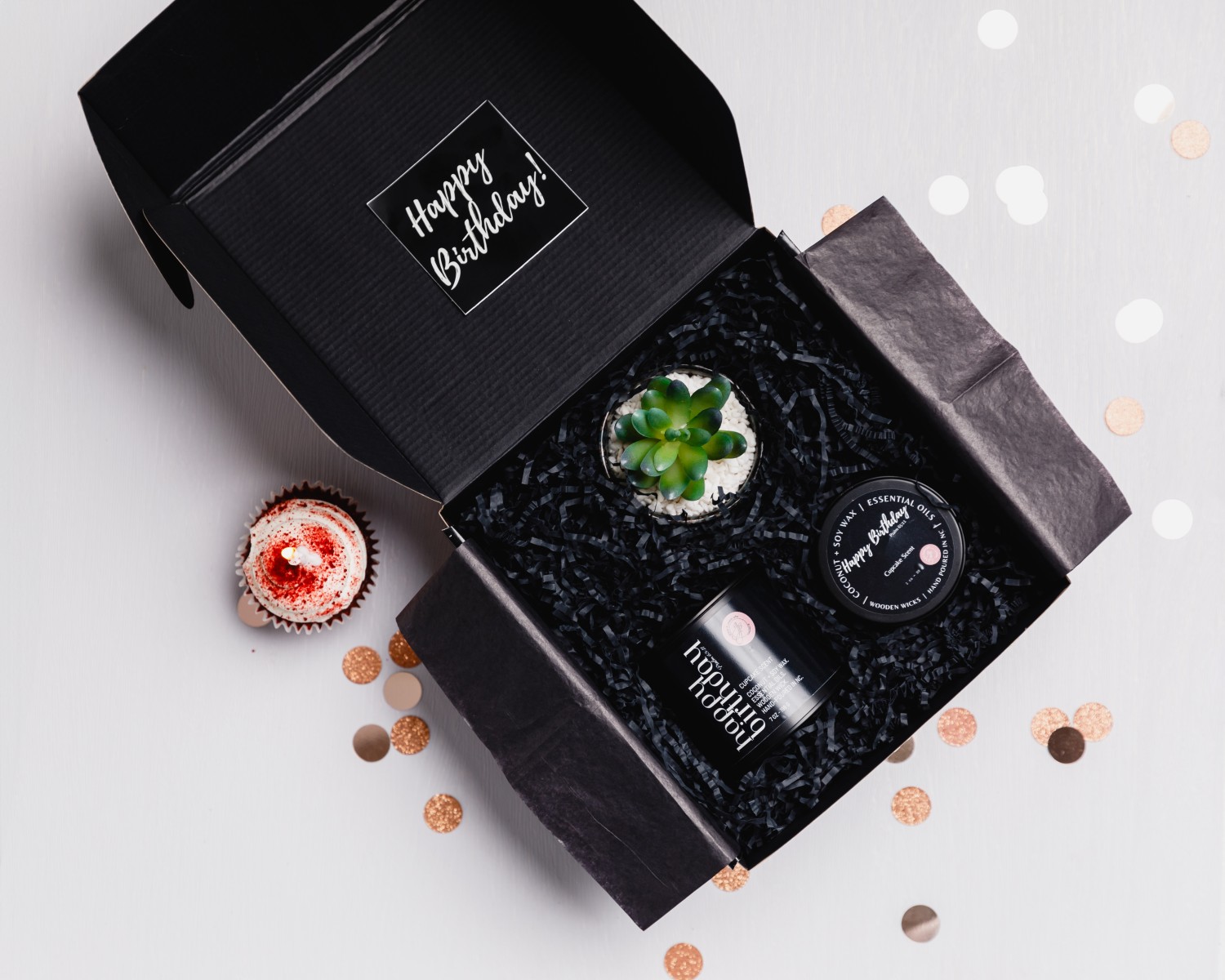 Birthday Gift Box Cupcake Scent Black Label w/White Font